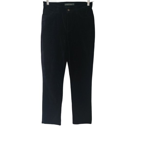 Lauren Ralph Lauren Velvet Pants Black Blueish Soft Velour Womens Size‎ 2 EUC - Picture 1 of 10